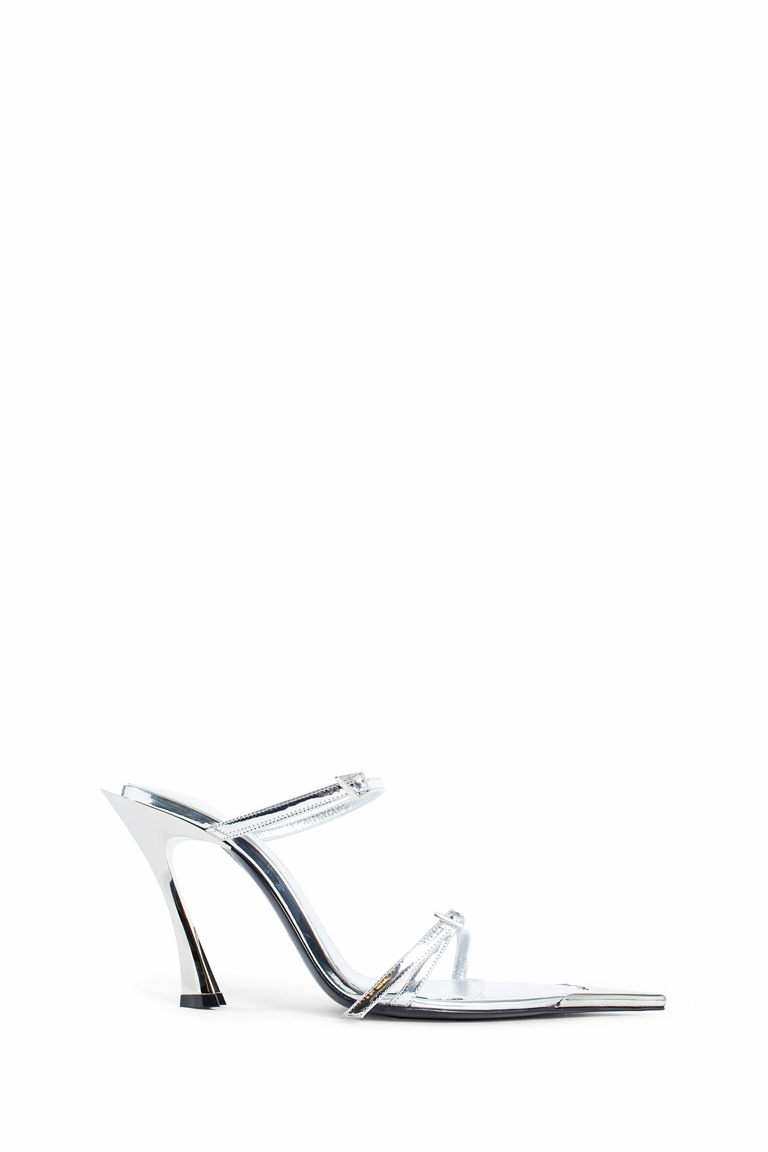 MUGLER WOMAN SILVER MULES