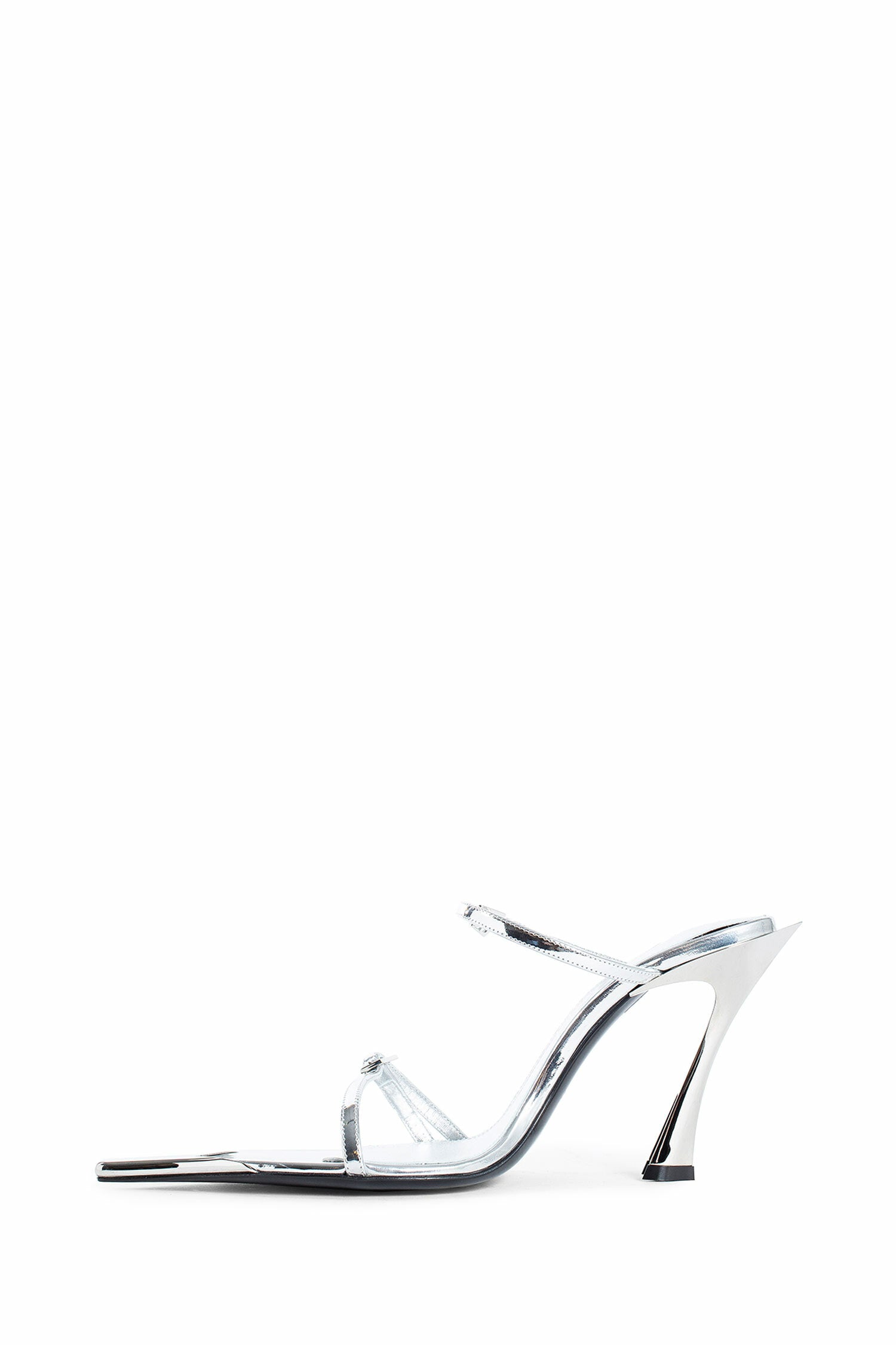 MUGLER WOMAN SILVER MULES