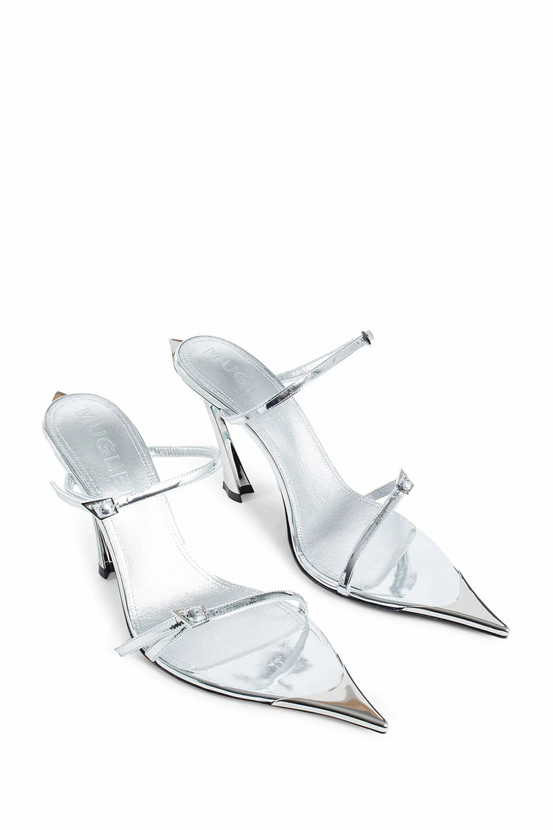 MUGLER WOMAN SILVER MULES - Antonioli.eu