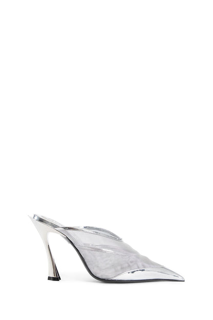 MUGLER WOMAN SILVER MULES