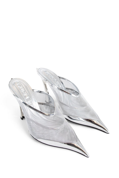 MUGLER WOMAN SILVER MULES