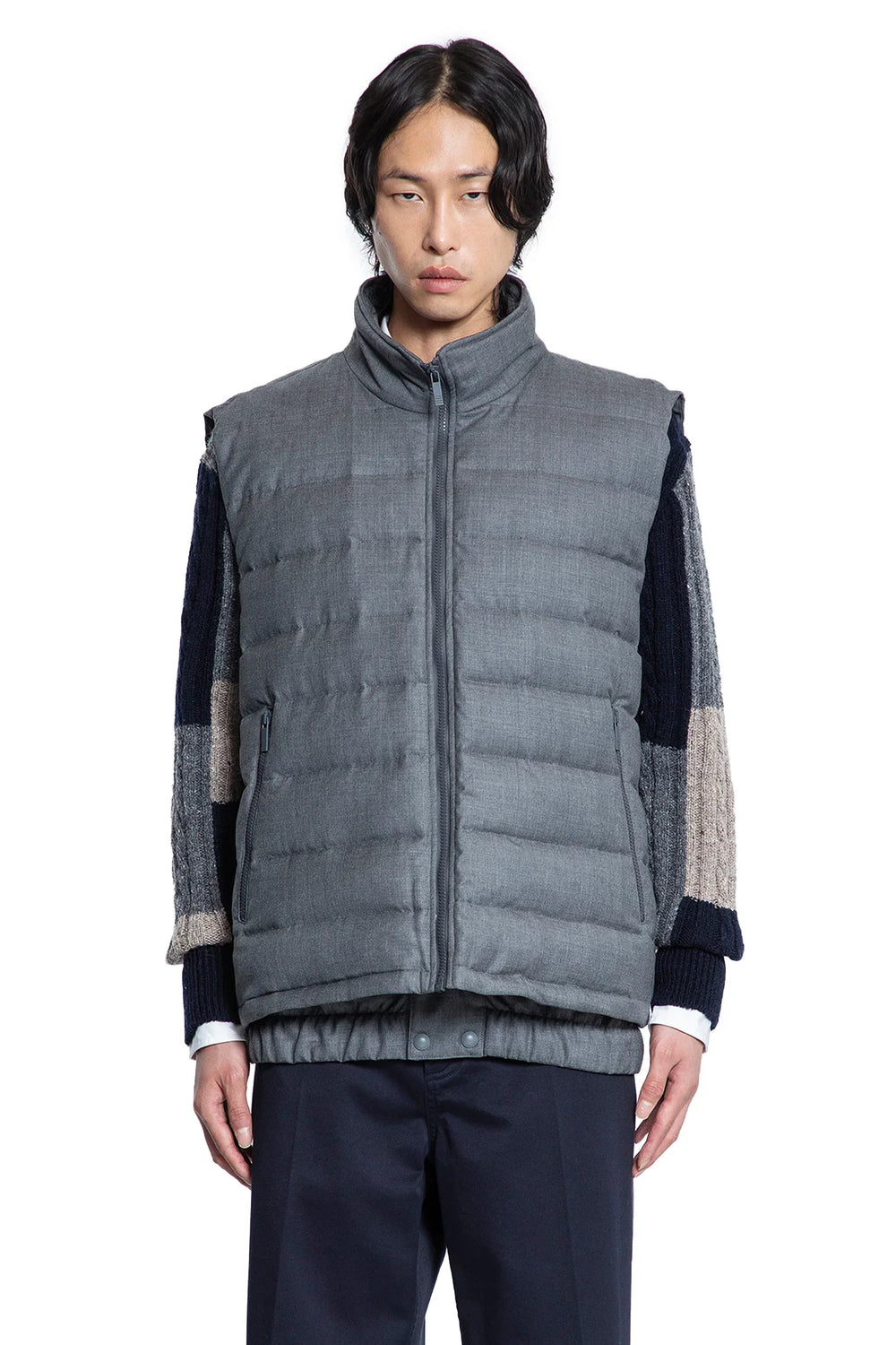 THOM BROWNE MAN GREY VESTS - Antonioli.eu