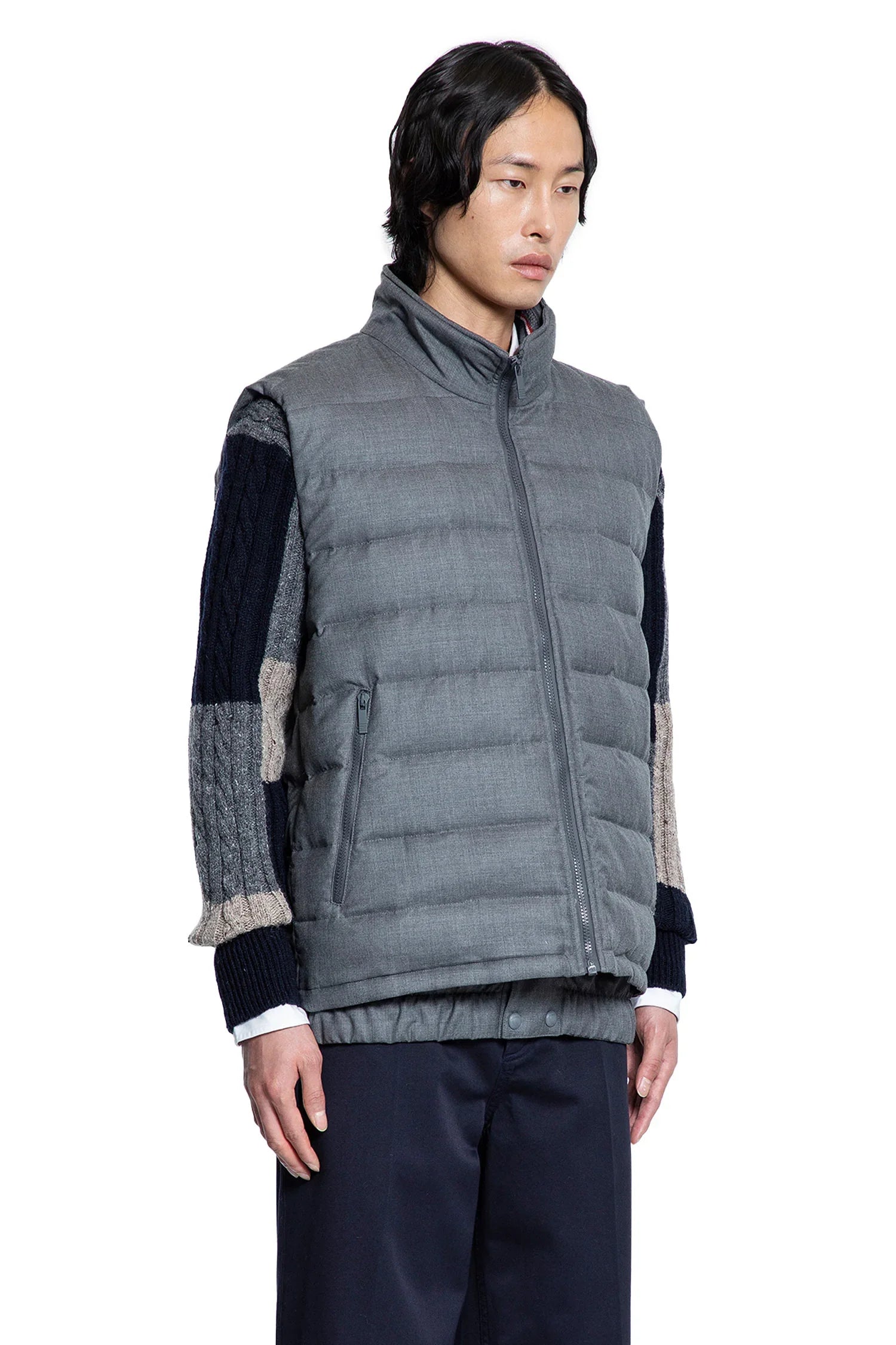 THOM BROWNE MAN GREY VESTS - Antonioli.eu