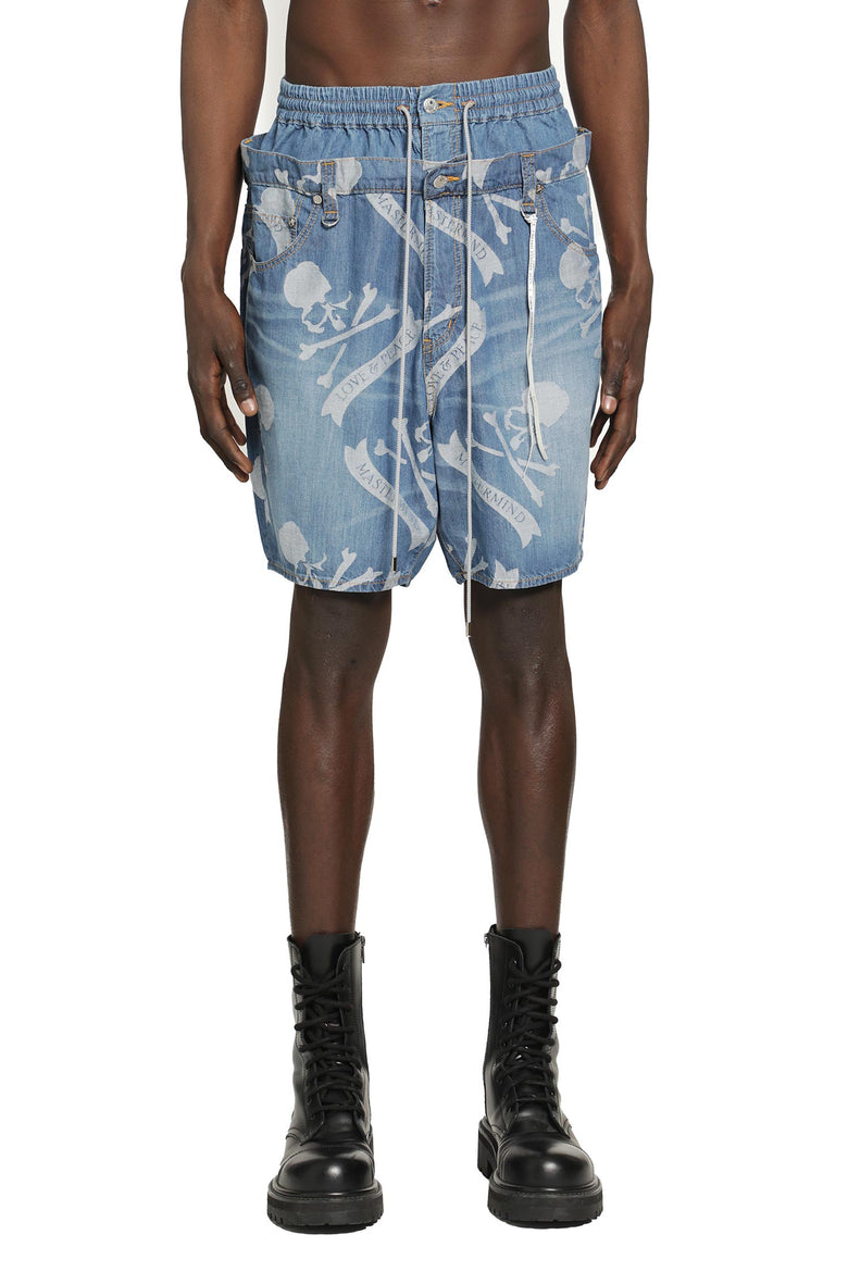 
              MASTERMIND WORLD Aloha Denim Shorts man
            