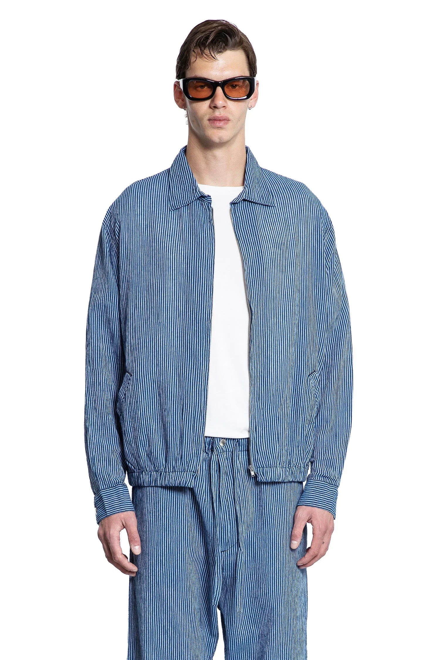 My Cotton Linen Stripe Zip Jacket - Antonioli.eu