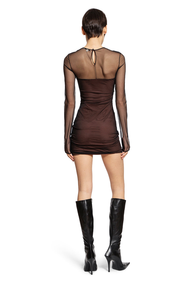 Draped Tulle Mini Dress
