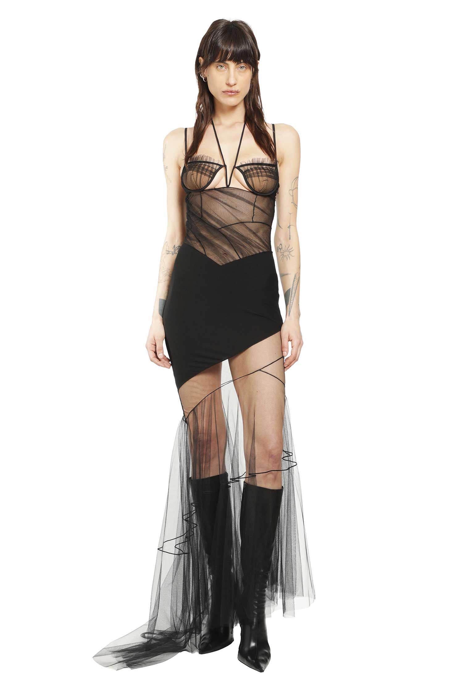 Asymmetric Draped Bra Dress