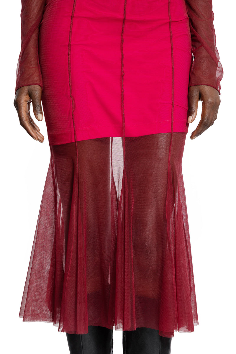 Semi-Sheer Gathered Dress - Antonioli.eu