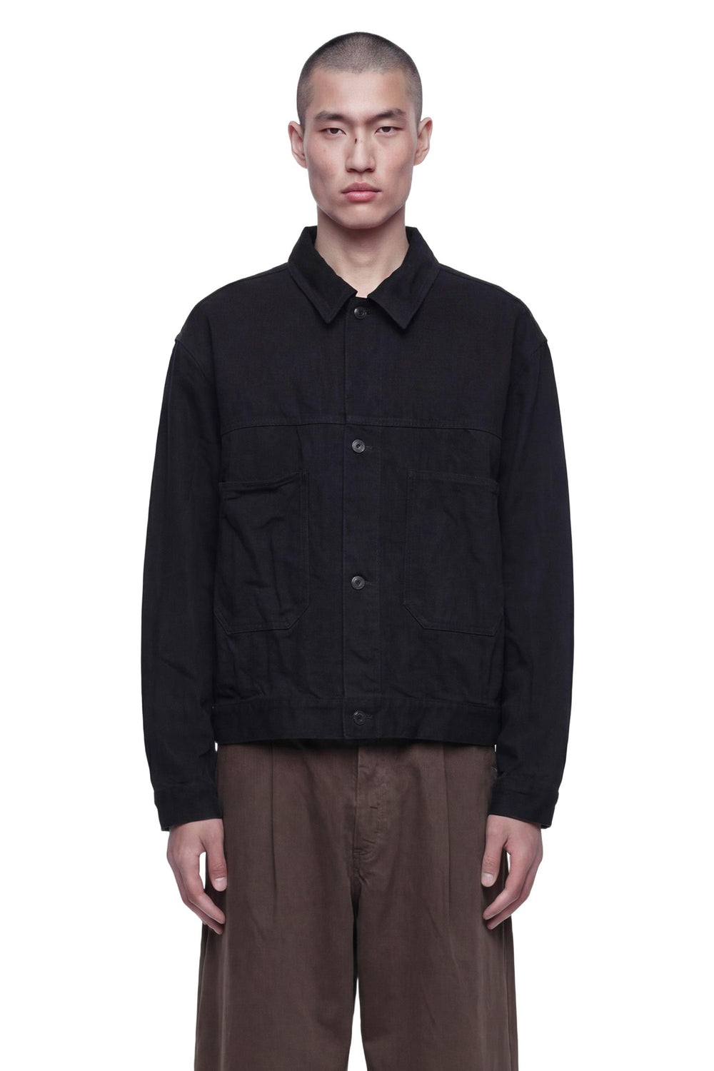STUDIO NICHOLSON Japanese Crinkle Denim Jacket man
