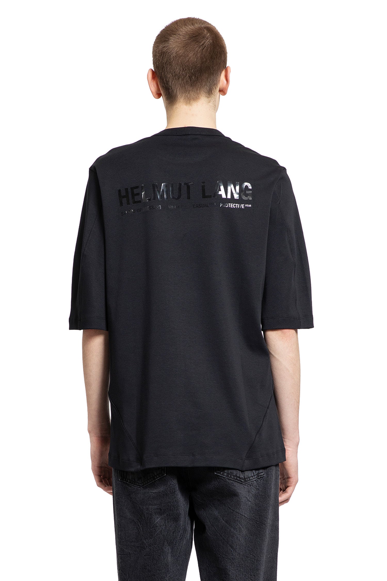 HELMUT LANG MAN BLACK T-SHIRTS & TANK TOPS