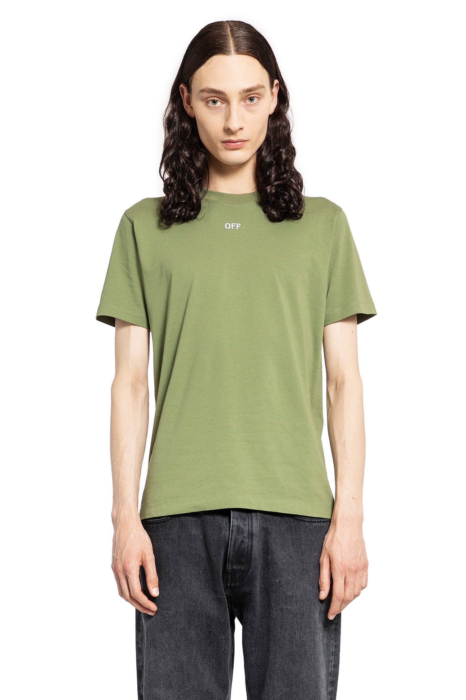 OFF-WHITE MAN GREEN T-SHIRTS & TANK TOPS