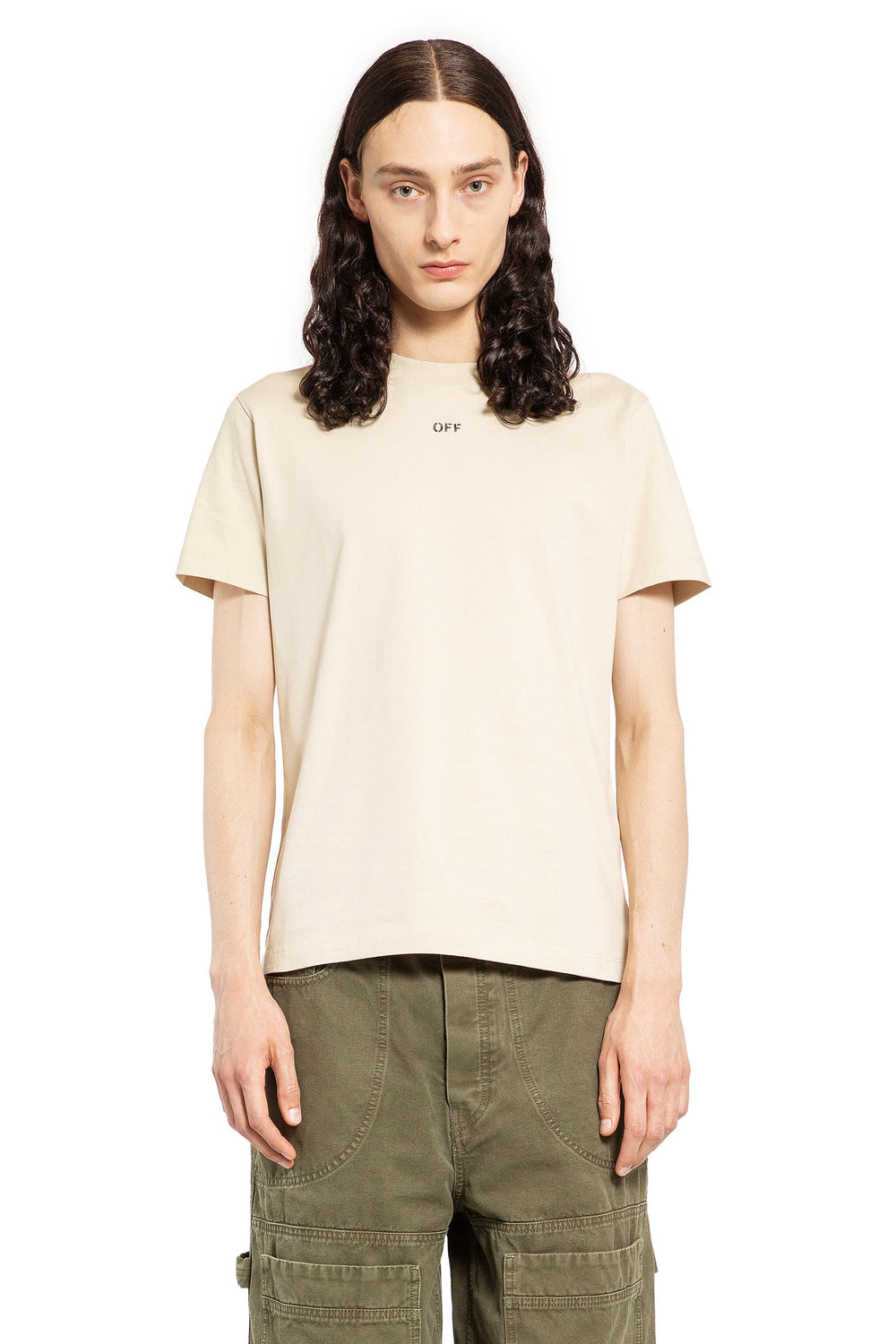 OFF-WHITE MAN BEIGE T-SHIRTS & TANK TOPS