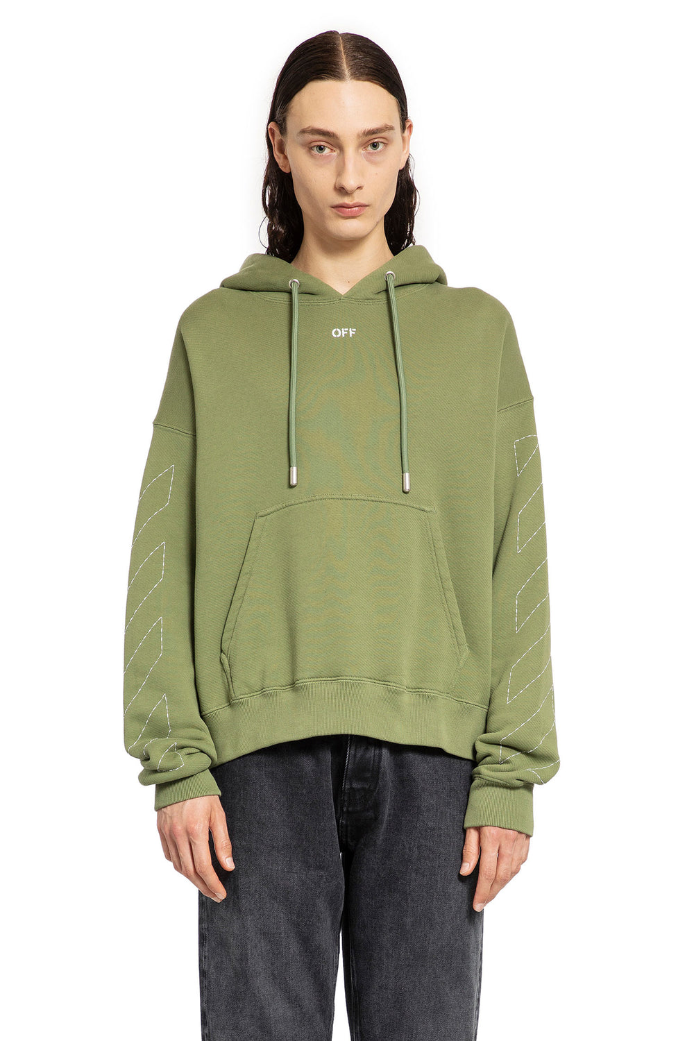 OFF-WHITE MAN GREEN SWEATSHIRTS