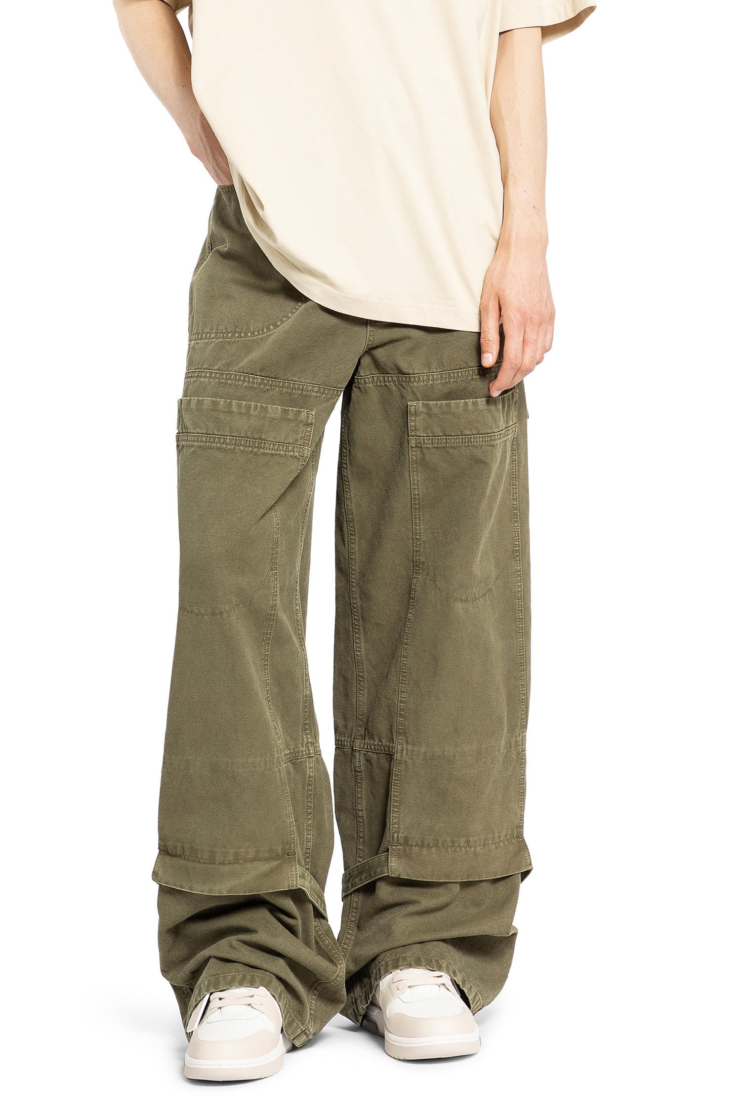 OFF-WHITE MAN GREEN TROUSERS