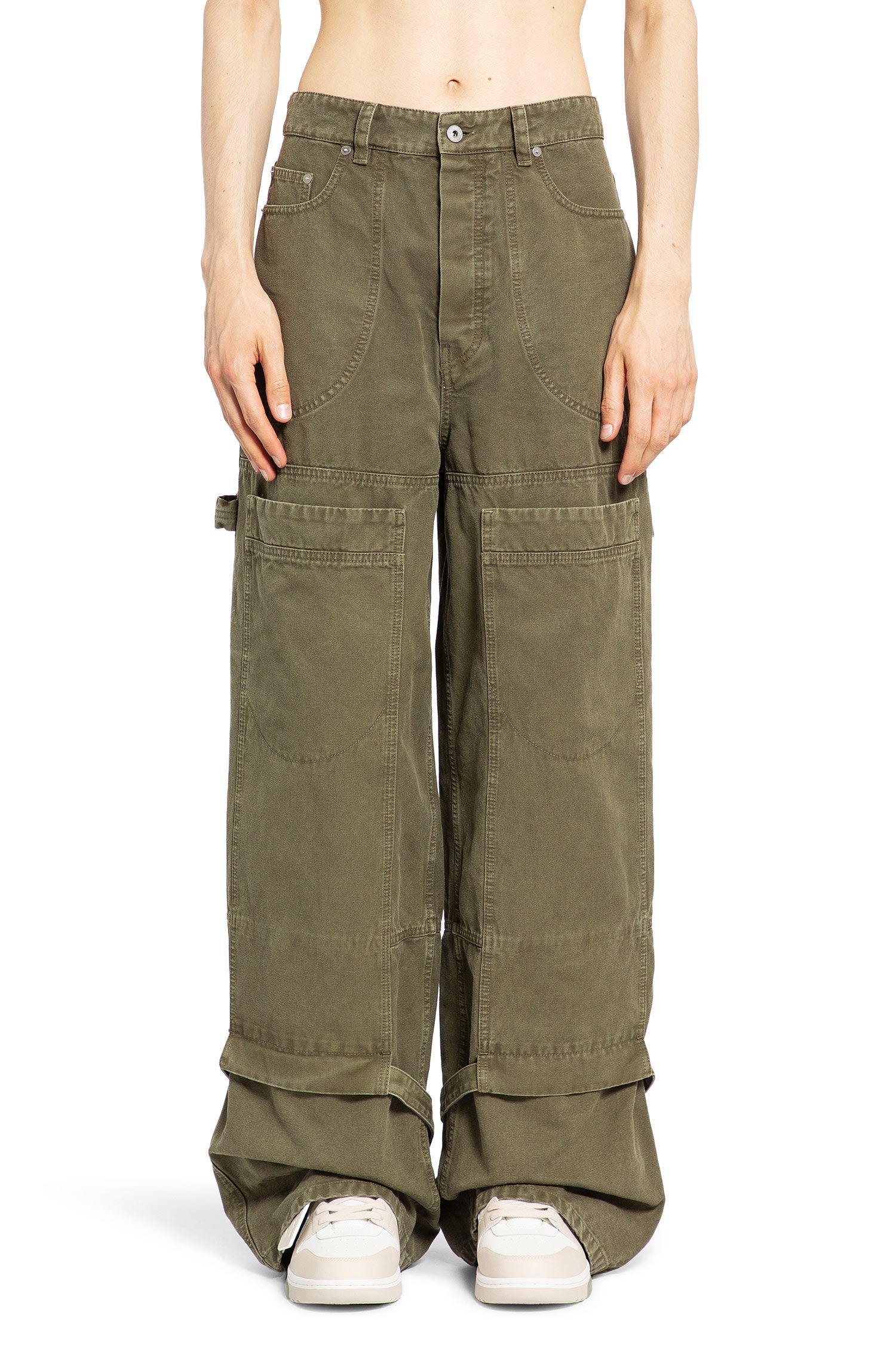 OFF-WHITE MAN GREEN TROUSERS