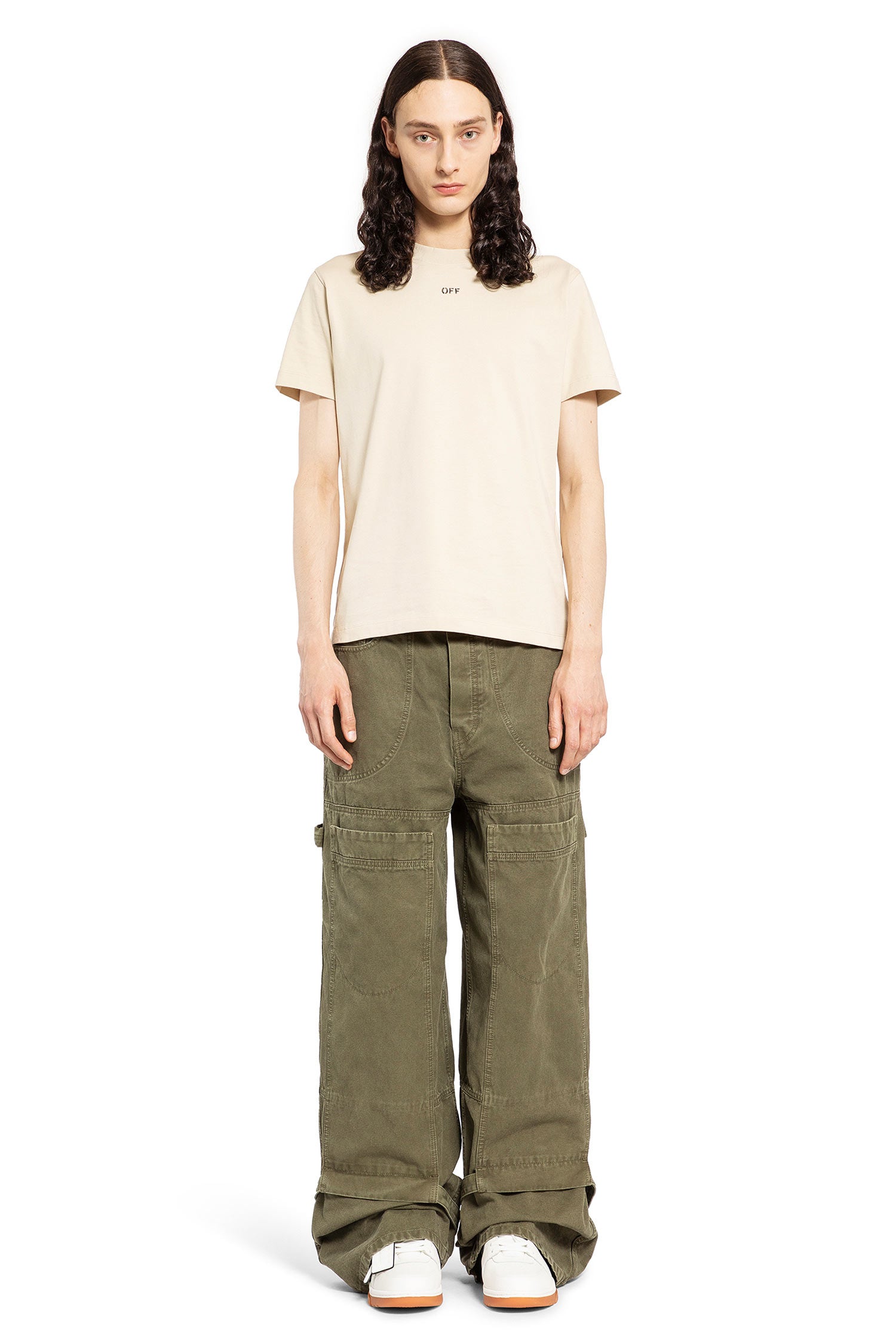 OFF-WHITE MAN GREEN TROUSERS