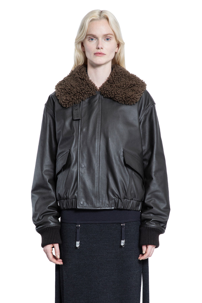 Leather and Shealring Blouson