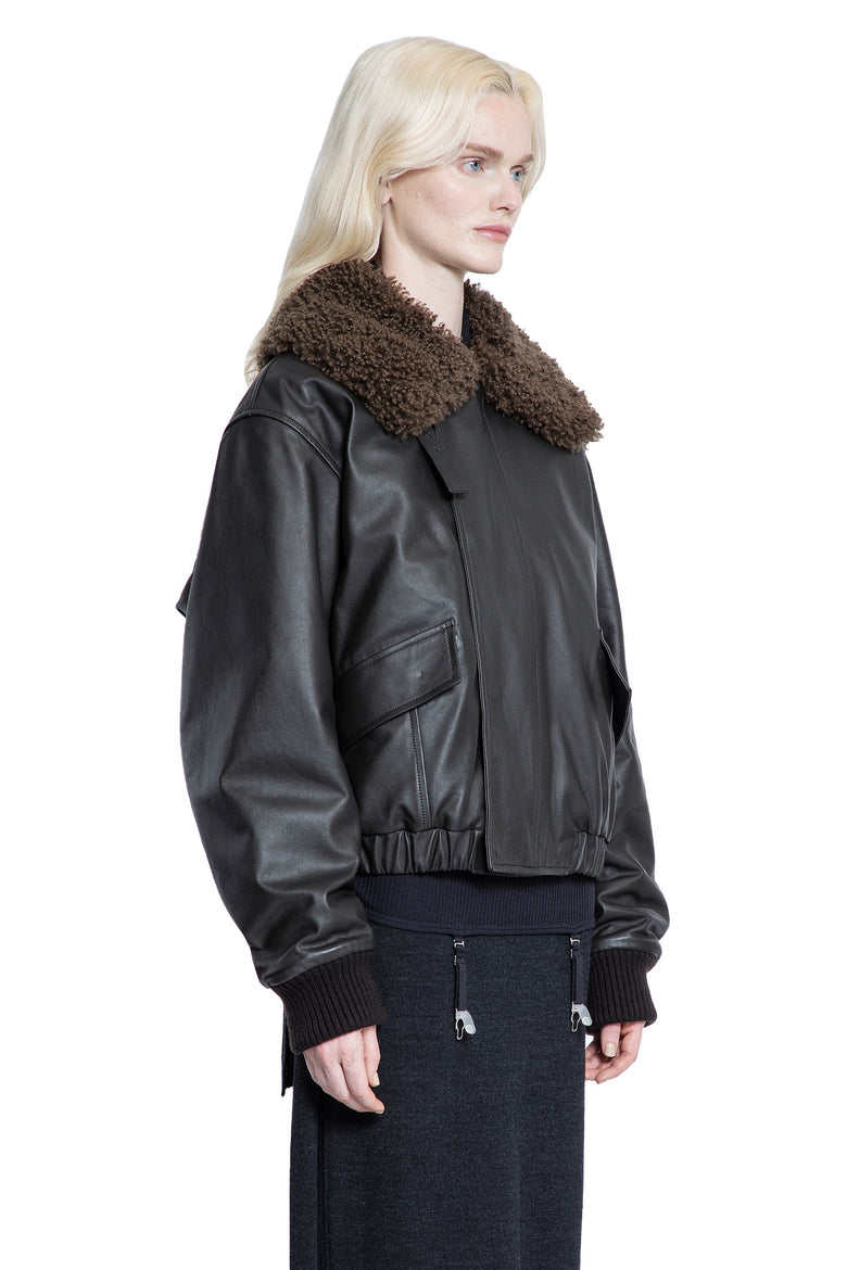 Leather and Shealring Blouson