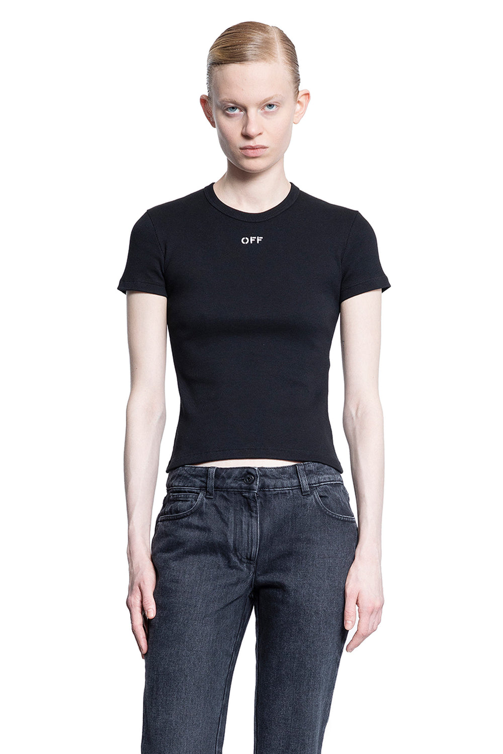 OFF-WHITE WOMAN BLACK T-SHIRTS & TANK TOPS