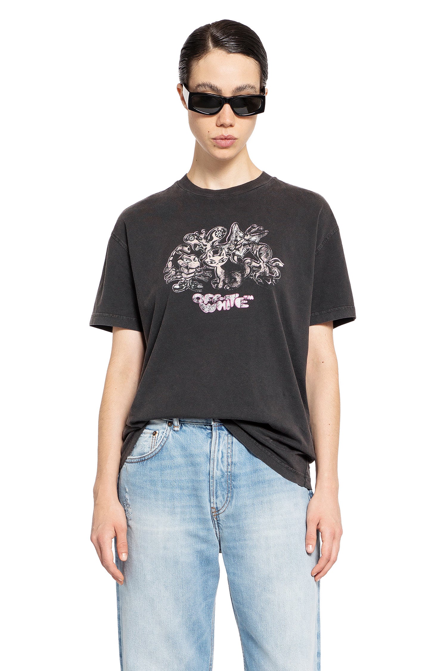 OFF-WHITE WOMAN BLACK T-SHIRTS & TANK TOPS