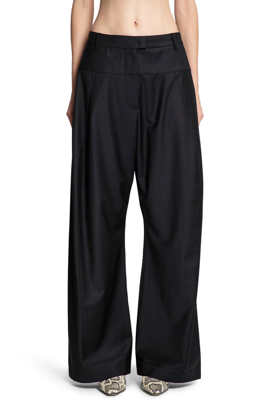 Pantaloni a Gamba Larga in Lana a Vita Alta 