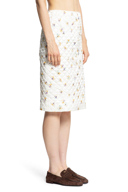Quilted Floral Print Midi Skirt