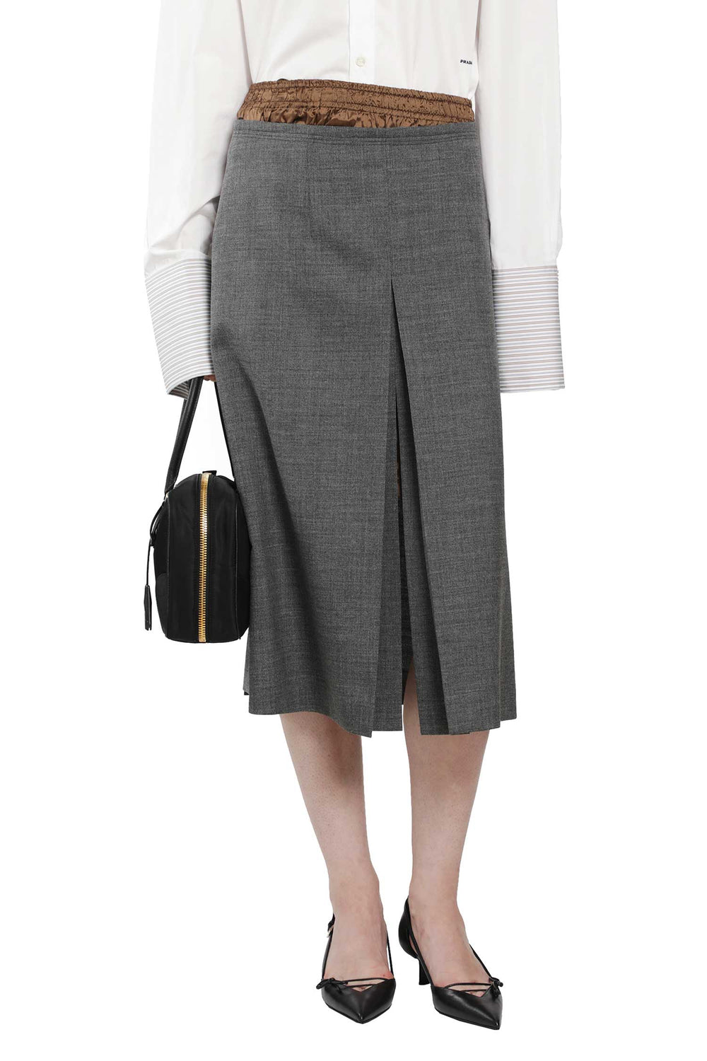 PRADA Layered Wool Midi Skirt woman
