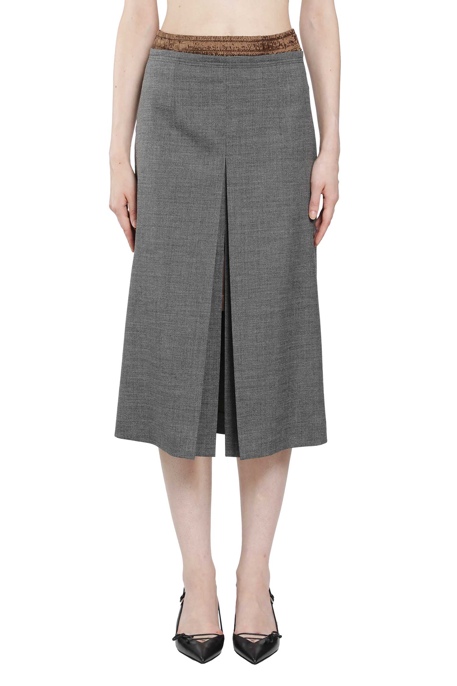 PRADA Layered Wool Midi Skirt woman