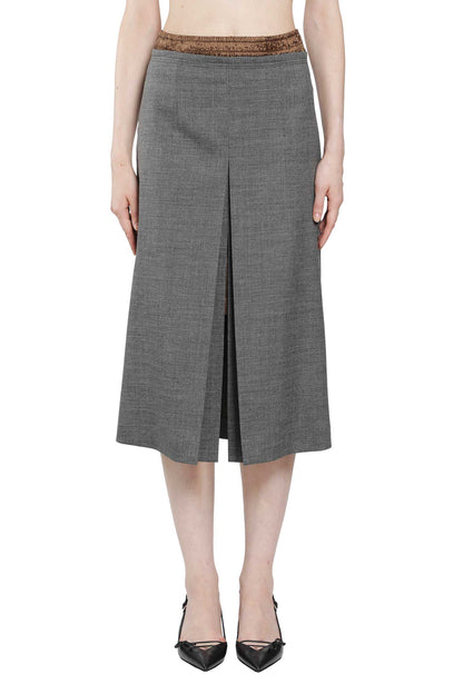 Layered Wool Midi Skirt