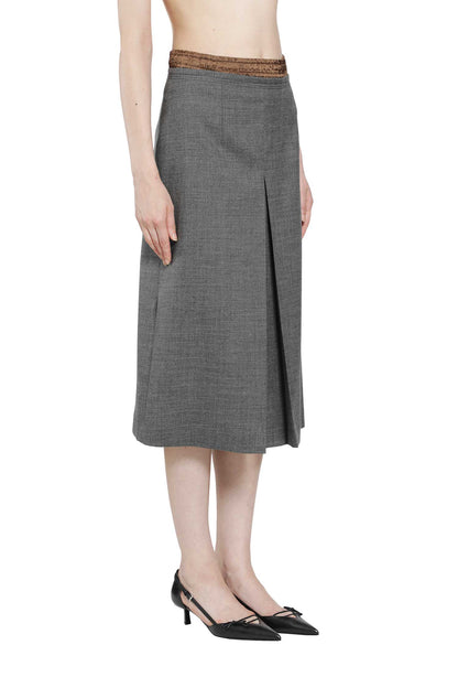 Layered Wool Midi Skirt