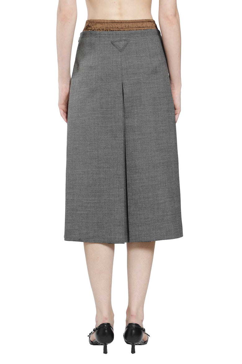 PRADA Layered Wool Midi Skirt woman
