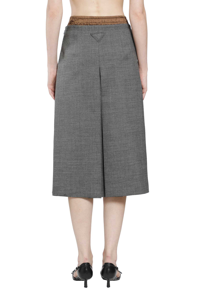 PRADA Layered Wool Midi Skirt woman