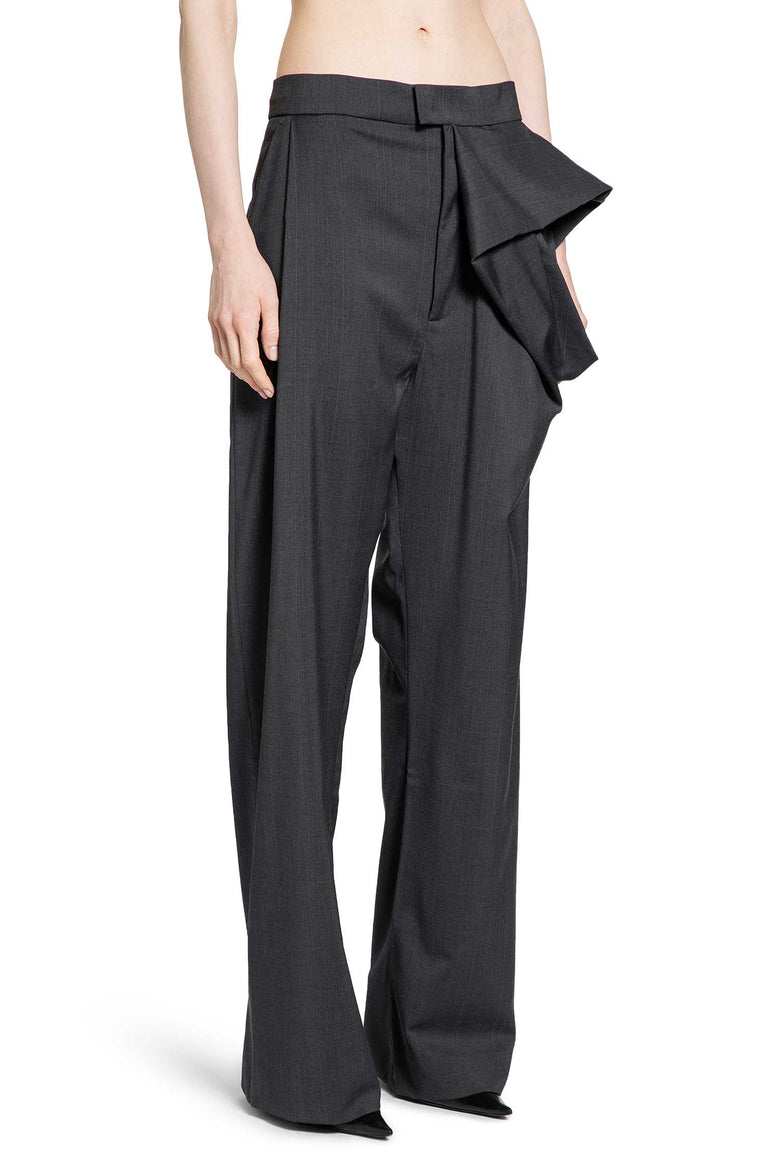 Wool Blend Pants with Floral Detail