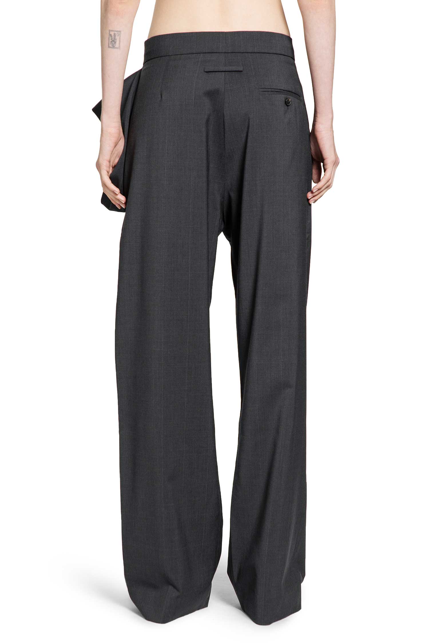 Wool Blend Pants with Floral Detail