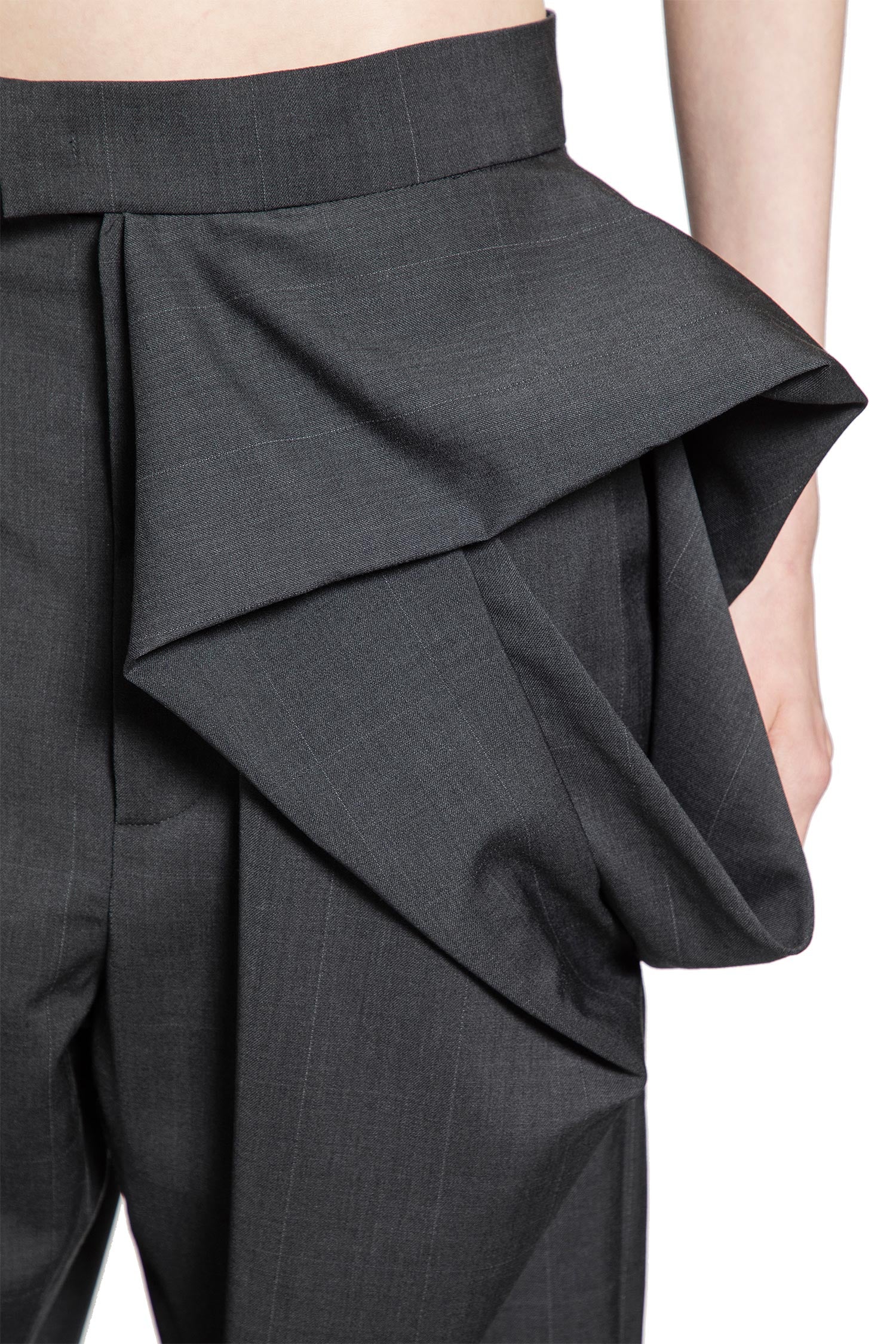 Wool Blend Pants with Floral Detail