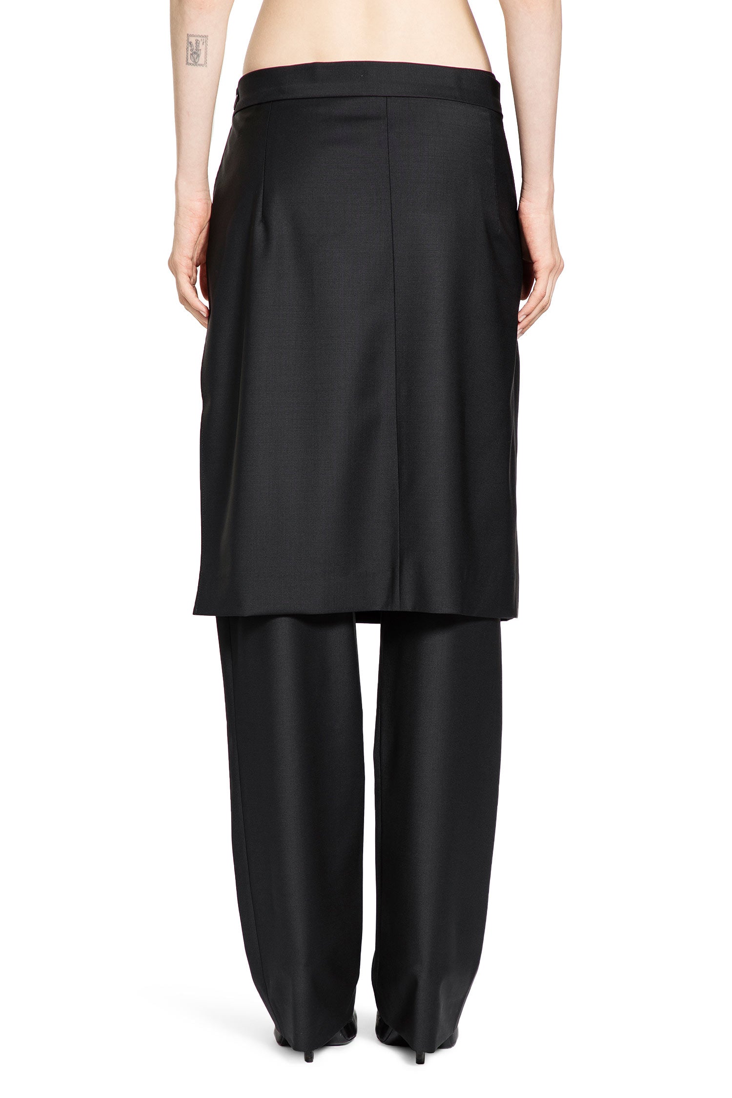 Wool blend Pants with Skirt Overlay