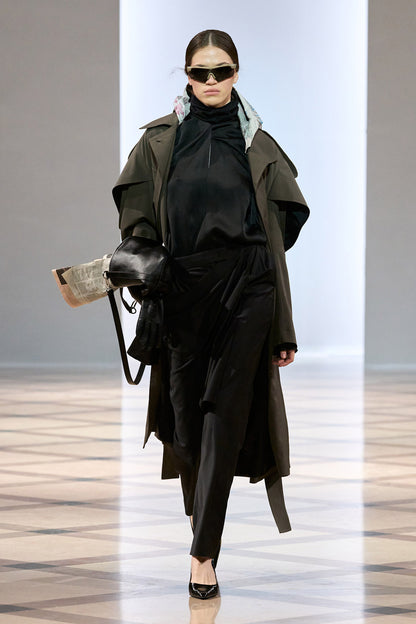 Wool blend Pants with Skirt Overlay