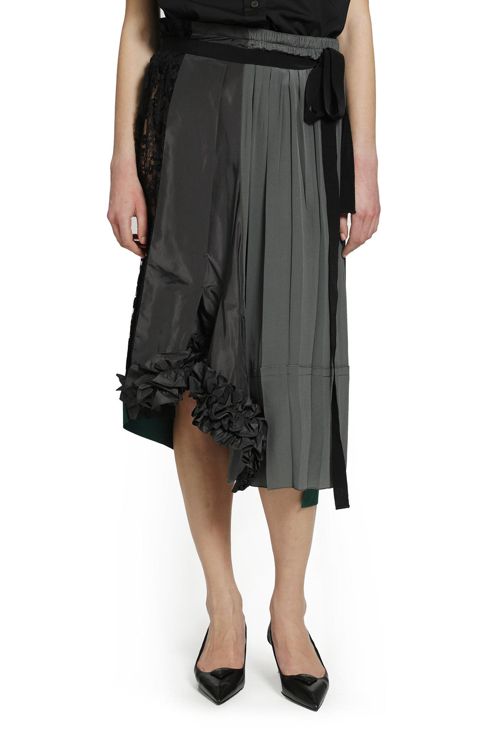 PRADA Technical Taffeta Patchwork Skirt woman