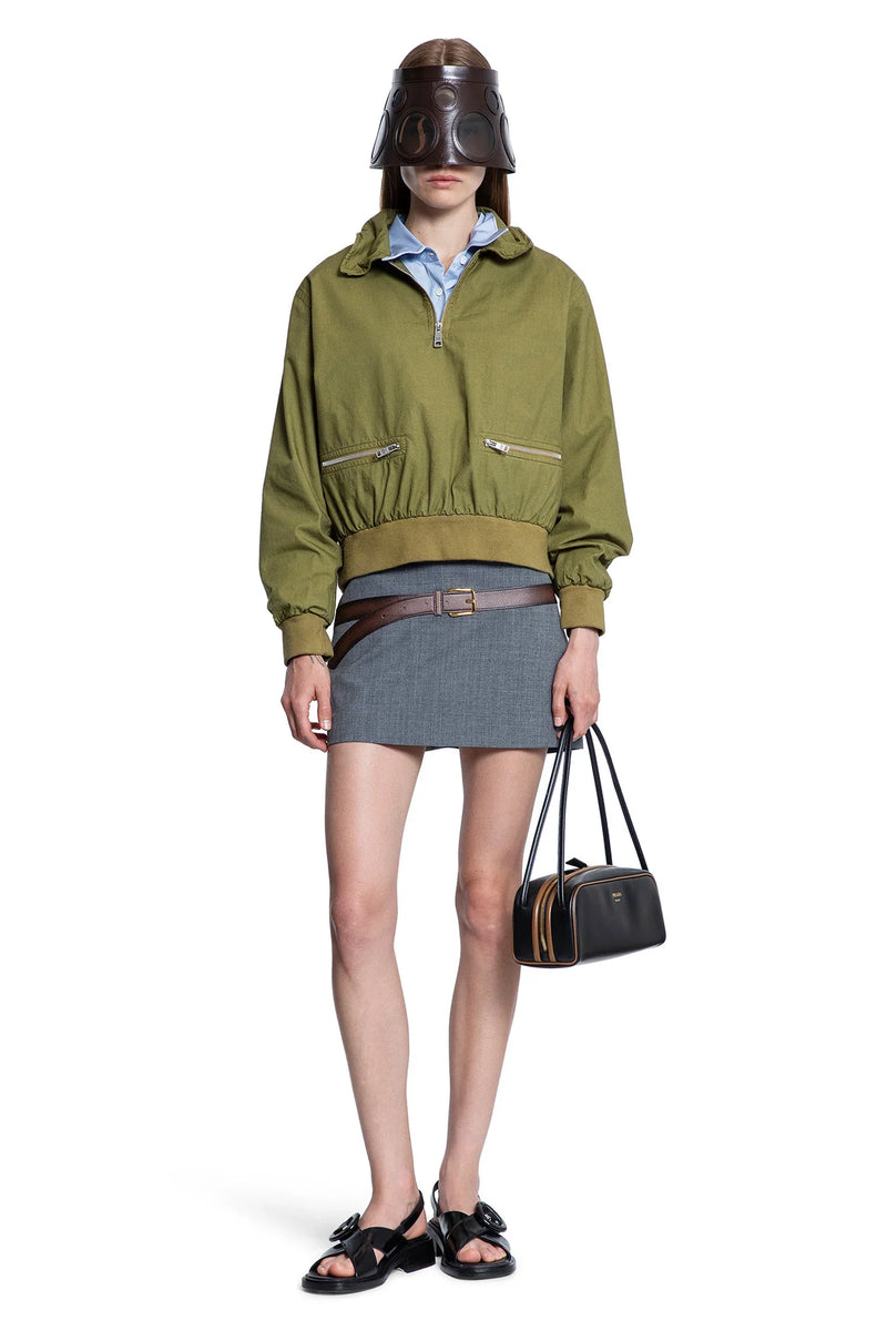 Technical Wool Mini Skirt with Printed Belt - Antonioli.eu