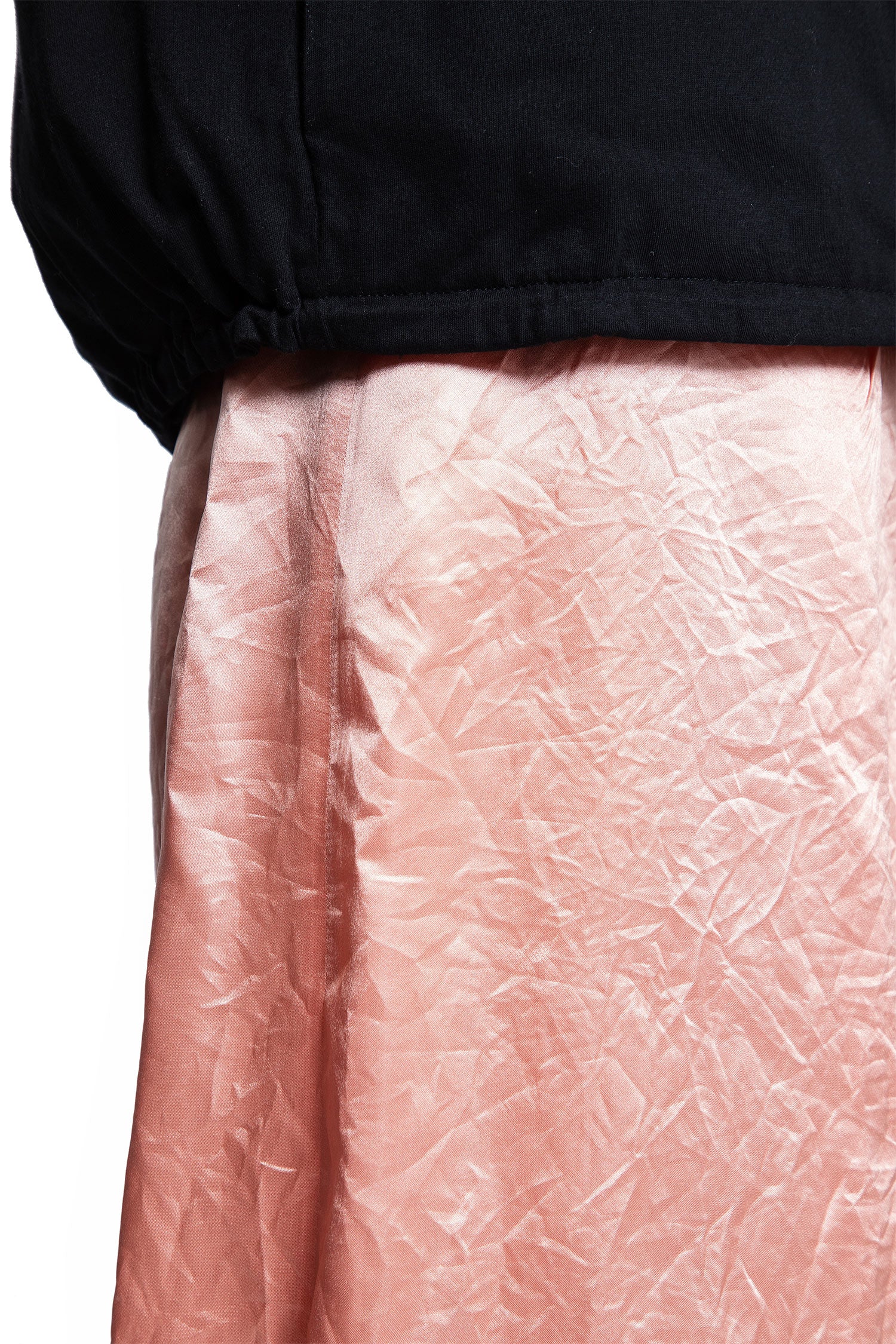 Wrinkled Satin Midi Skirt