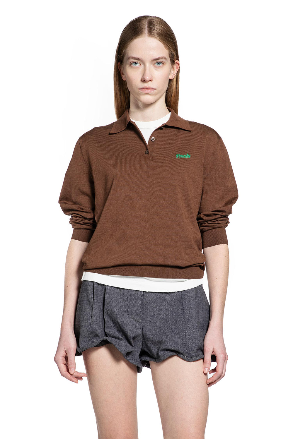 PRADA Silk Long Sleeve Polo woman