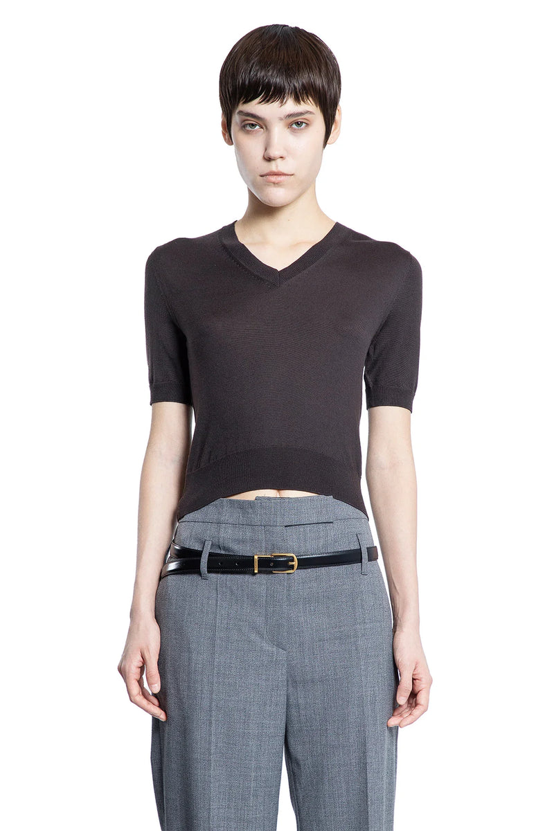 V-Neck Wool Short Sleeve Sweater - Antonioli.eu