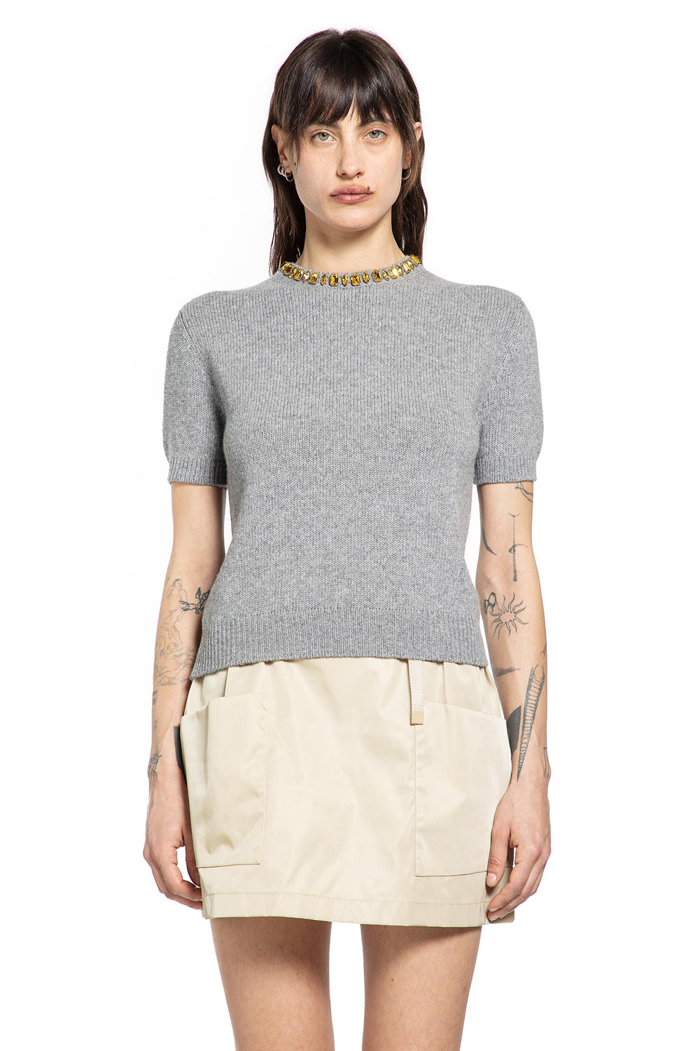 PRADA Wool Cashmere Short Sleeve Sweater woman