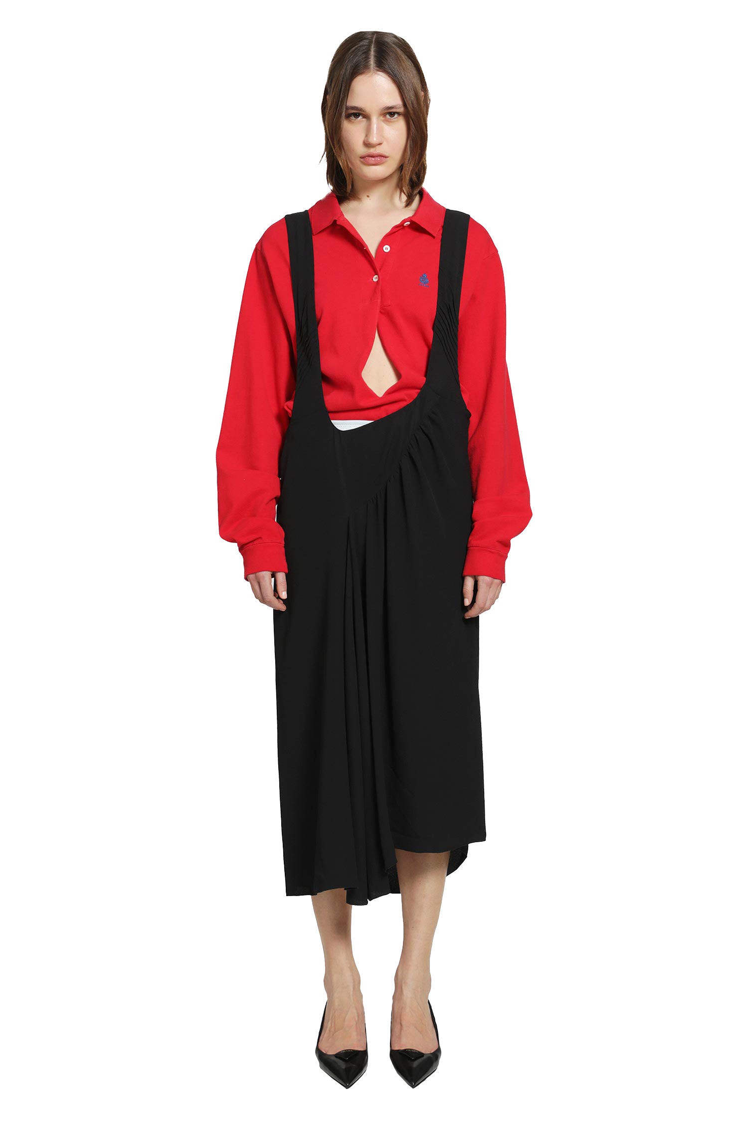 PRADA Satin Sablé Dress With Suspenders woman