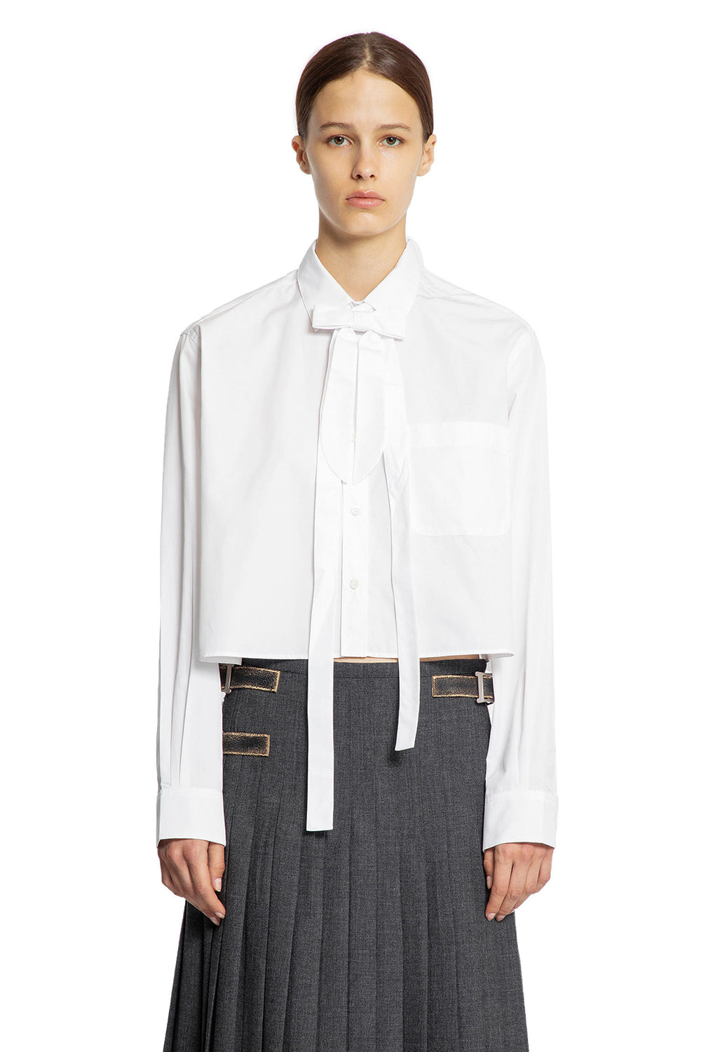 Cropped Shirt with Bow