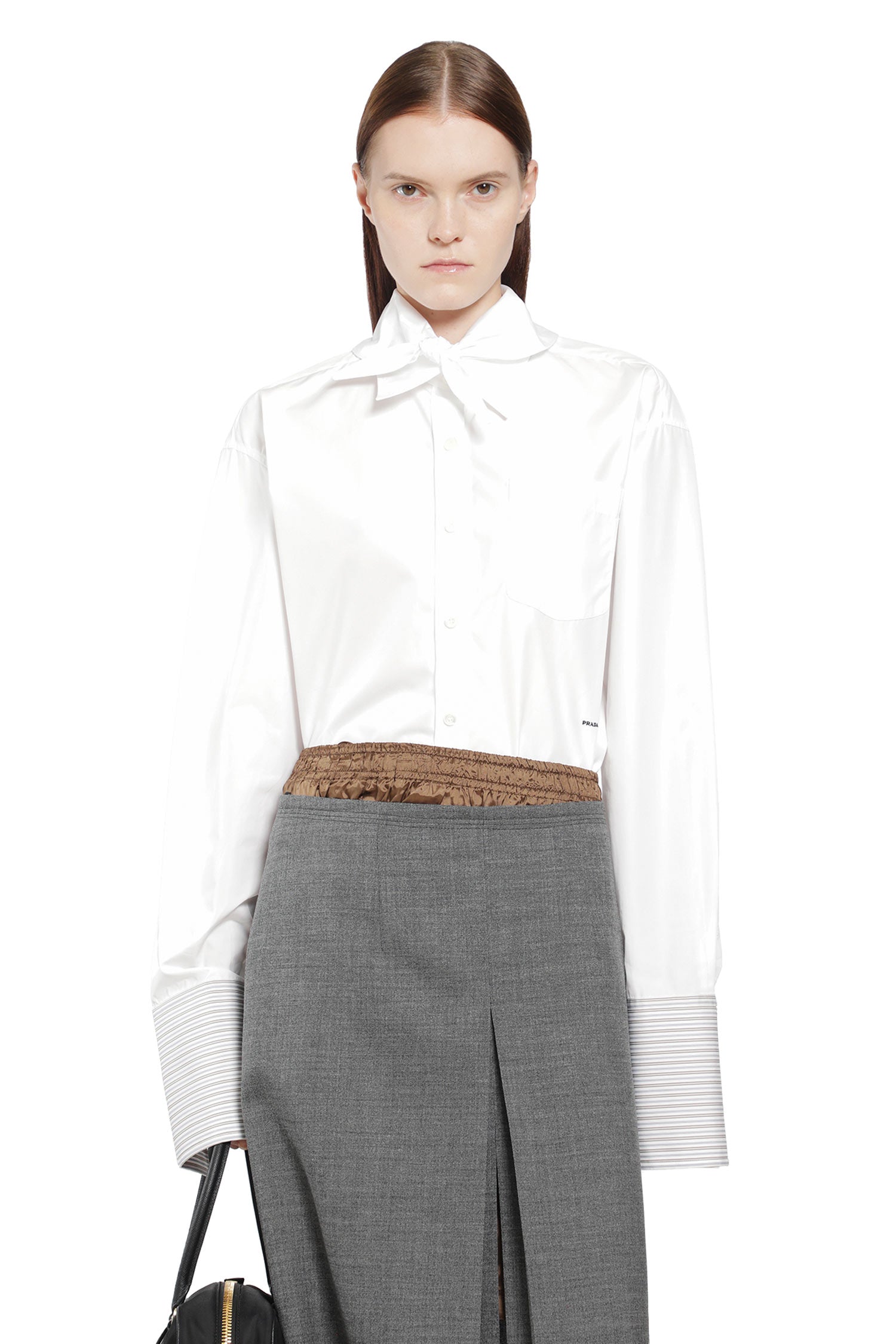 Layered Cotton Shirt with Bow