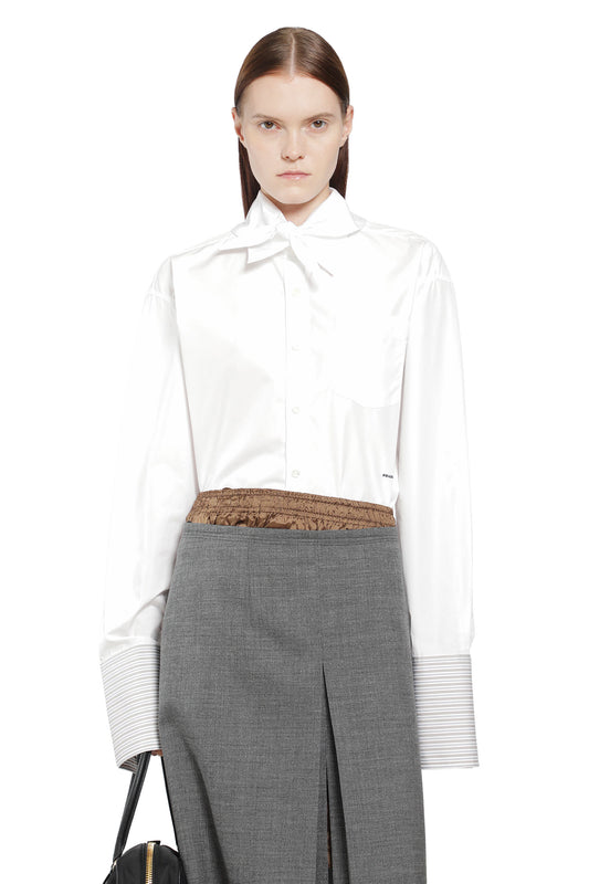 Layered Cotton Shirt with Bow