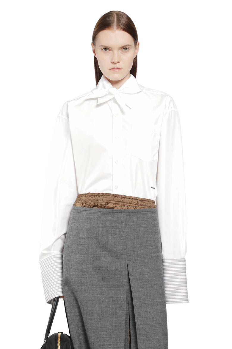 PRADA Layered Cotton Shirt with Bow woman