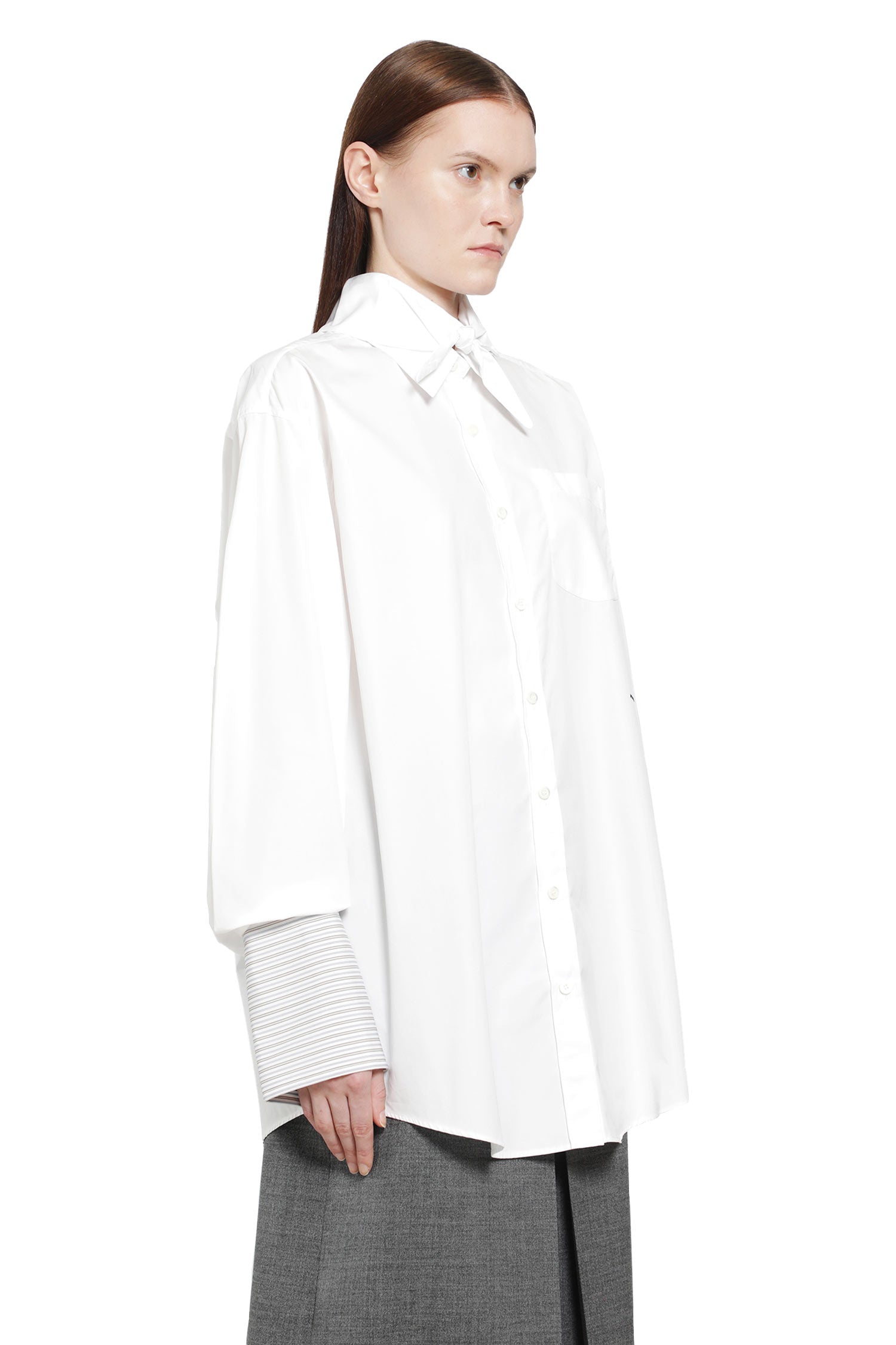 PRADA Layered Cotton Shirt with Bow woman