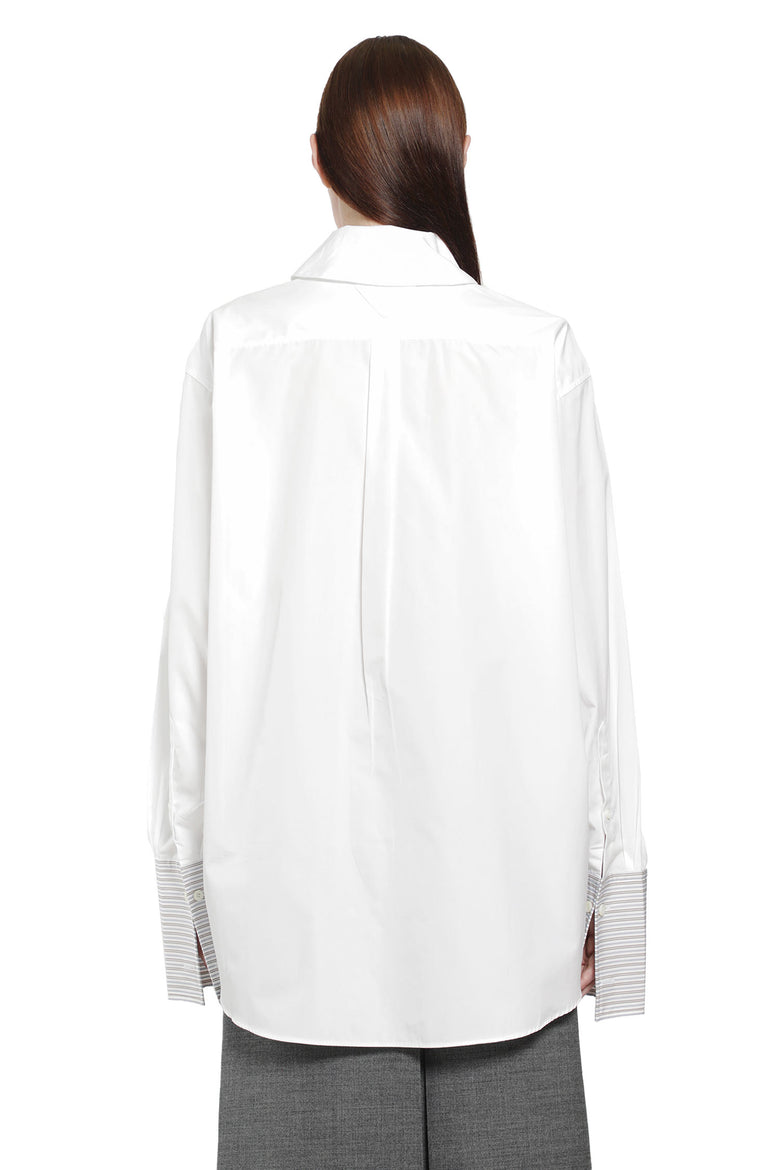 PRADA Layered Cotton Shirt with Bow woman